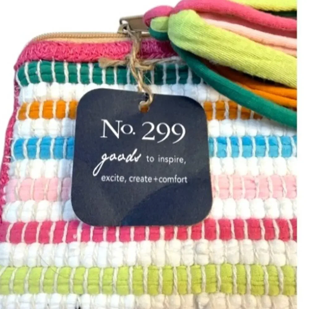 Shiraleah Chiara Multi Stripe Zip Pouch NWT Recycled Cotton Cosmetic Bag